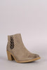 Qupid Elasticized Woven Chunky Heeled Booties