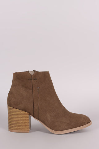 Qupid Suede Side Stitch Zip-Up Booties