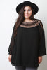 Macrame Collar Long Sleeve Top