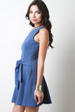 Waist Sash Sleeveless Skater Dress