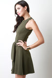 Waist Sash Sleeveless Skater Dress