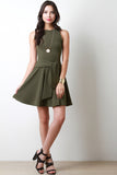 Waist Sash Sleeveless Skater Dress