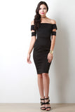 Banded Sleeve Off The Shoulder Bodycon Dress