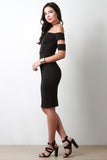 Banded Sleeve Off The Shoulder Bodycon Dress