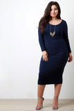 Solid Jersey Scoop Neck Longsleeve Dress