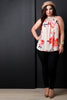 Floral Print Mock Neck Sleeveless Top