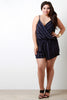 Striped Surplice Elastic Waist Romper