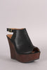 Qupid Peep Toe Platform Mule Wedge