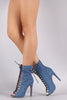 Wild Diva Lounge Denim Stiletto Heeled Ankle Boots