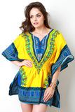 African Dashiki Smock Waist Mini Dress