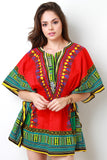 African Dashiki Smock Waist Mini Dress