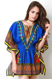 African Dashiki Smock Waist Mini Dress