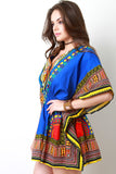 African Dashiki Smock Waist Mini Dress