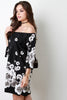 Night Flowers Off The Shoulder Shift Dress