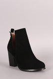 Suede Side Cutout Chunky Heeled Booties