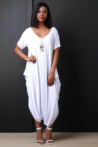 Baggy Drop Crotch Short Sleeve Jumpsuit