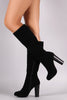 Knee High Vegan Leather Chunk Heel Boot