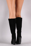 Knee High Vegan Leather Chunk Heel Boot