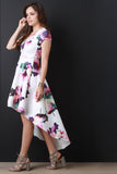 Floral Pleated High-Low Maxi Dress