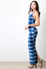 Tie Dye Stripe Crisscross Back Maxi Dress