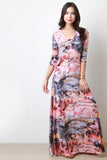 Printed Quarter Sleeve Maxi Dress