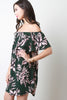 Off The Shoulder Tropical Leaf Motif Dress