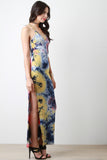 Burst Tie Dye Slit Maxi Dress