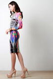 Prism Effect Boat Neck Bodycon Dress