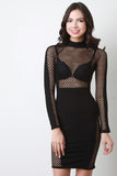 Mesh Panel Mock Bodycon Dress