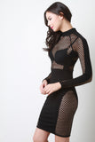 Mesh Panel Mock Bodycon Dress