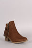 City Classified Suede Fringe Block Heel Ankle Boots