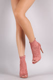 Suede Peep Toe Stiletto Booties