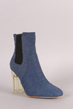 Denim Lucite Chunky Heeled Ankle Boots