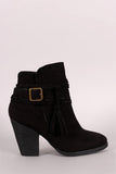 Bamboo Wrap-Around Tassel Chunky Heel Booties