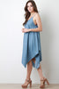 Chambray Spaghetti Strap Handkerchief Hem Dress