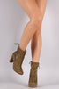 Suede Drawstring Chunky Heeled Booties