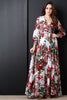 Floral Printed Chiffon Surplice Maxi Dress