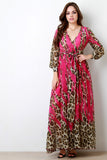 Slash Leopard Chiffon Longsleeve Maxi Dress