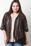 Semi-Sheer Lace Open Front Cardigan