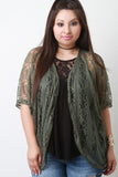 Semi-Sheer Lace Open Front Cardigan