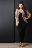 Semi-Sheer Lace Open Front Cardigan