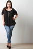 Cold Shoulder Knotted-Tie Necklace Blouse Top