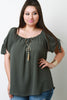 Cold Shoulder Knotted-Tie Necklace Blouse Top