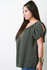 Cold Shoulder Knotted-Tie Necklace Blouse Top