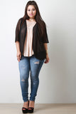 Semi-Sheer Mesh Open Front Cardigan