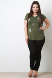 Assorted Sequin Patches Short Sleeves Tee