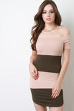 Color Block Off The Shoulder Bodycon Dress