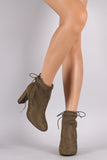 Qupid Suede Drawstring Chunky Heeled Booties