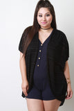 Striped Mesh Short Sleeve Cardigan