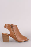 Bamboo Peep Toe Block Heel Bootie